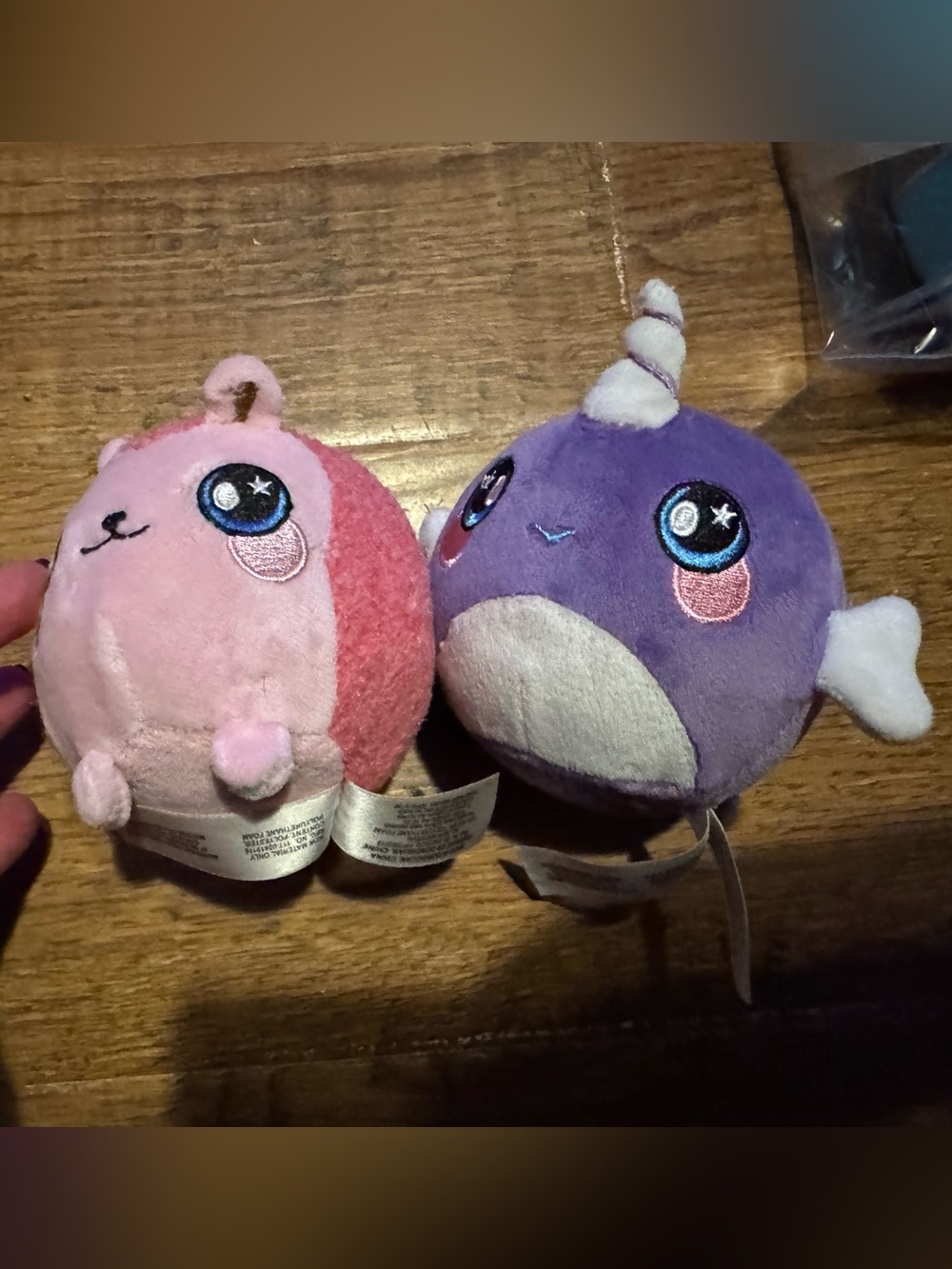 Squeezamals Squishmallows plush squishy balls hedgehog & narwhal EUC